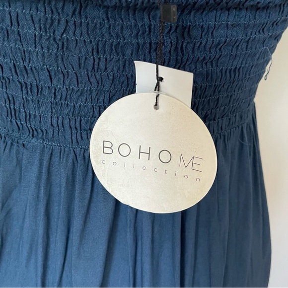Boho Me Collection Babydoll Midnight Blue High Low Midi Dress Size M - Picture 5 of 5